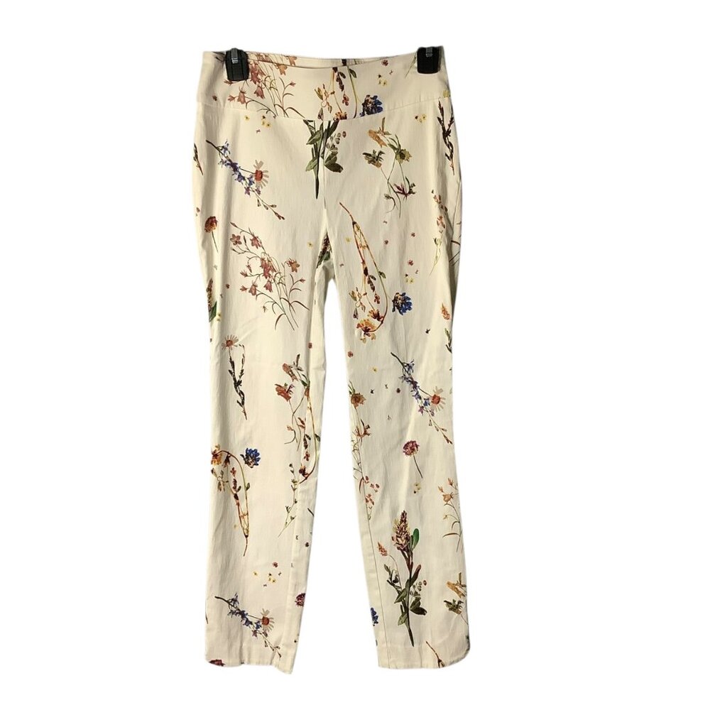 Soft Surroundings Botanical Floral Print Slim Ankle‎ Pants Women XS FLAW